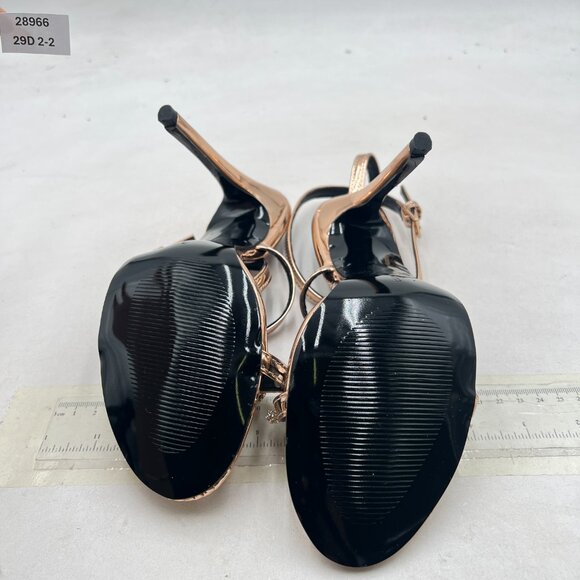 FYS Gold Chain Open Toe Sandals Cross Strap Stiletto High Heels Sexy Party Shoes - Picture 7 of 8